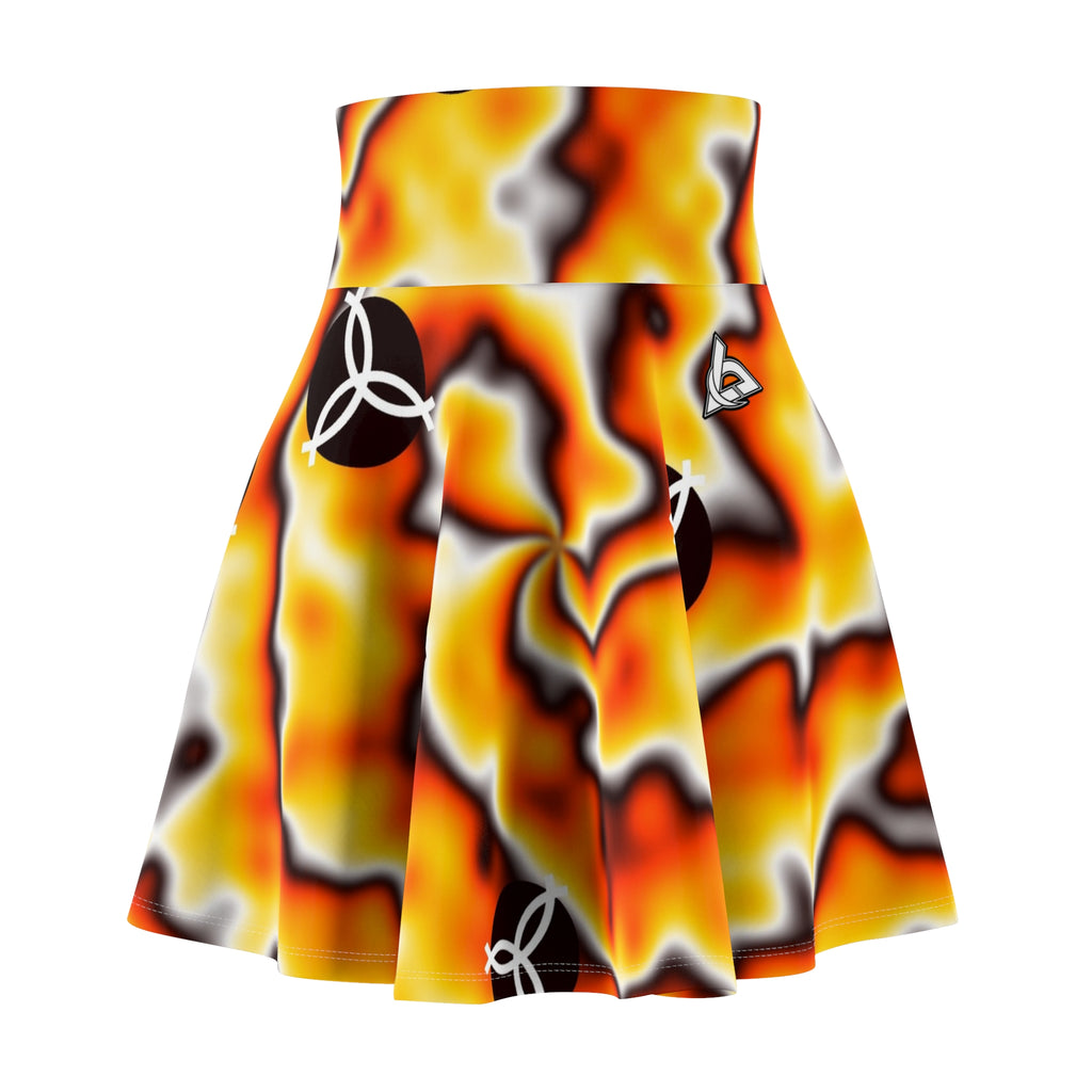 Volleyball Solar Flare Tie-Dye Spin Women's Athletic Skater Skirt