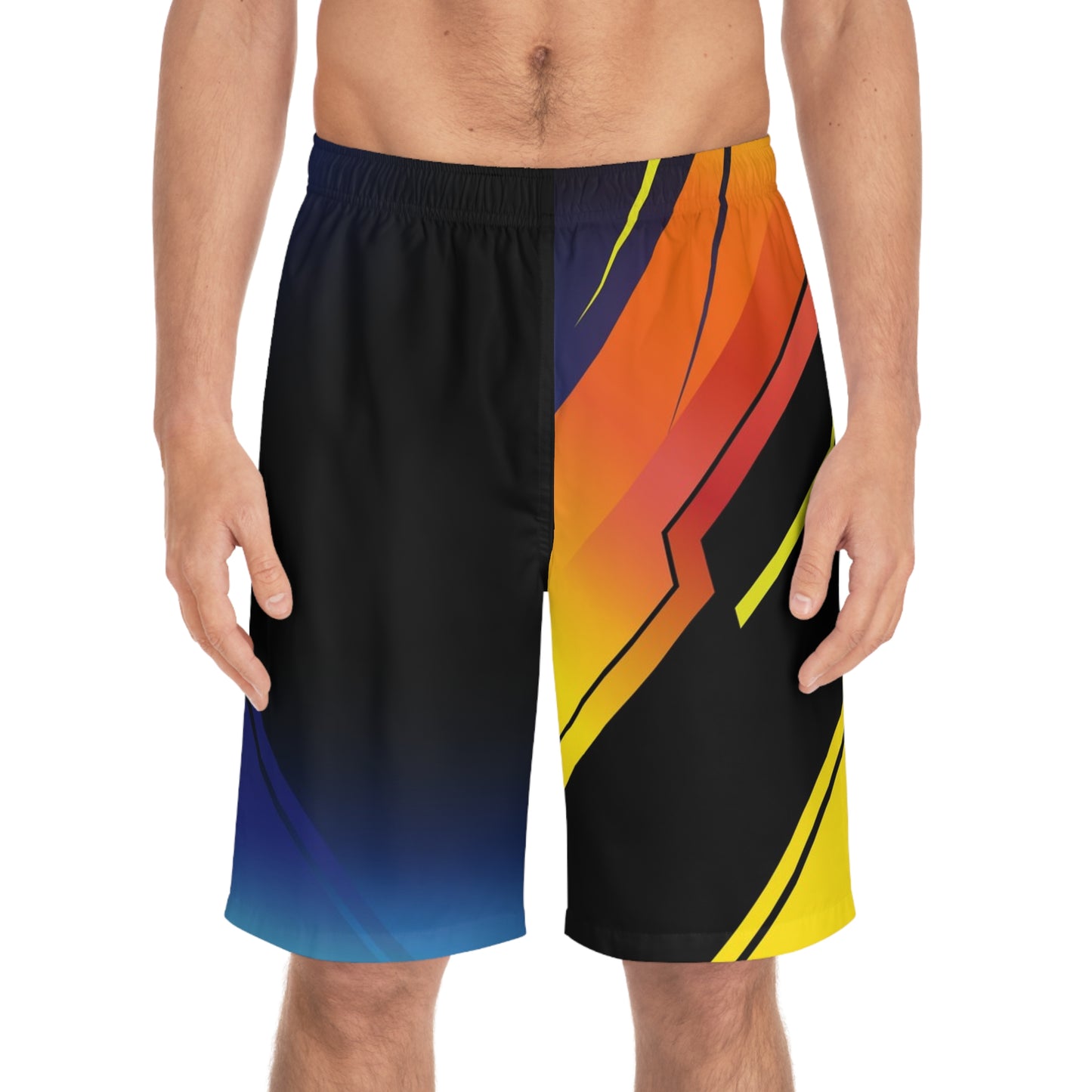 Men's Athletic Board Shorts – Retro Gradient Lightning Graphic