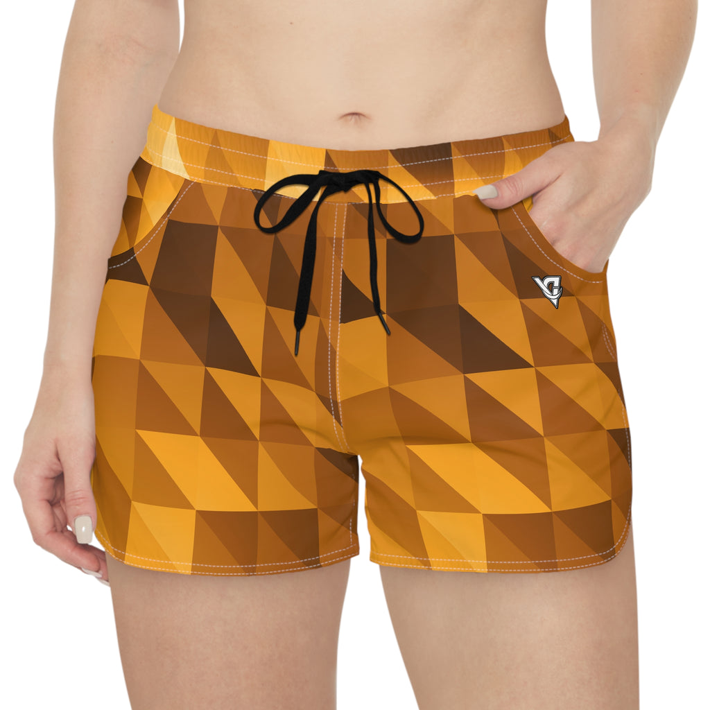 Women's Multipurpose Athletic Shorts with Pockets | Amber Low-Poly