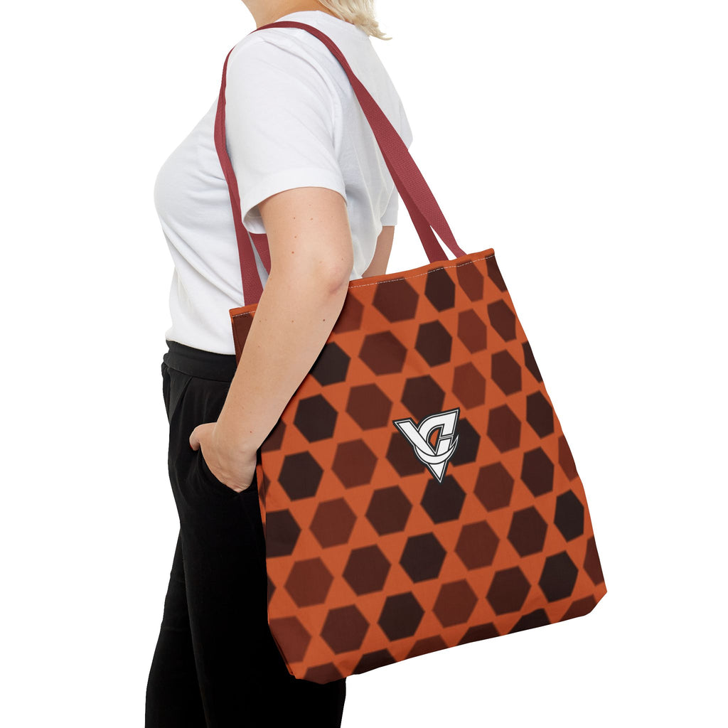Auburn Hex Grid Tote Bag — All-Over Print Gym & Everyday Tote