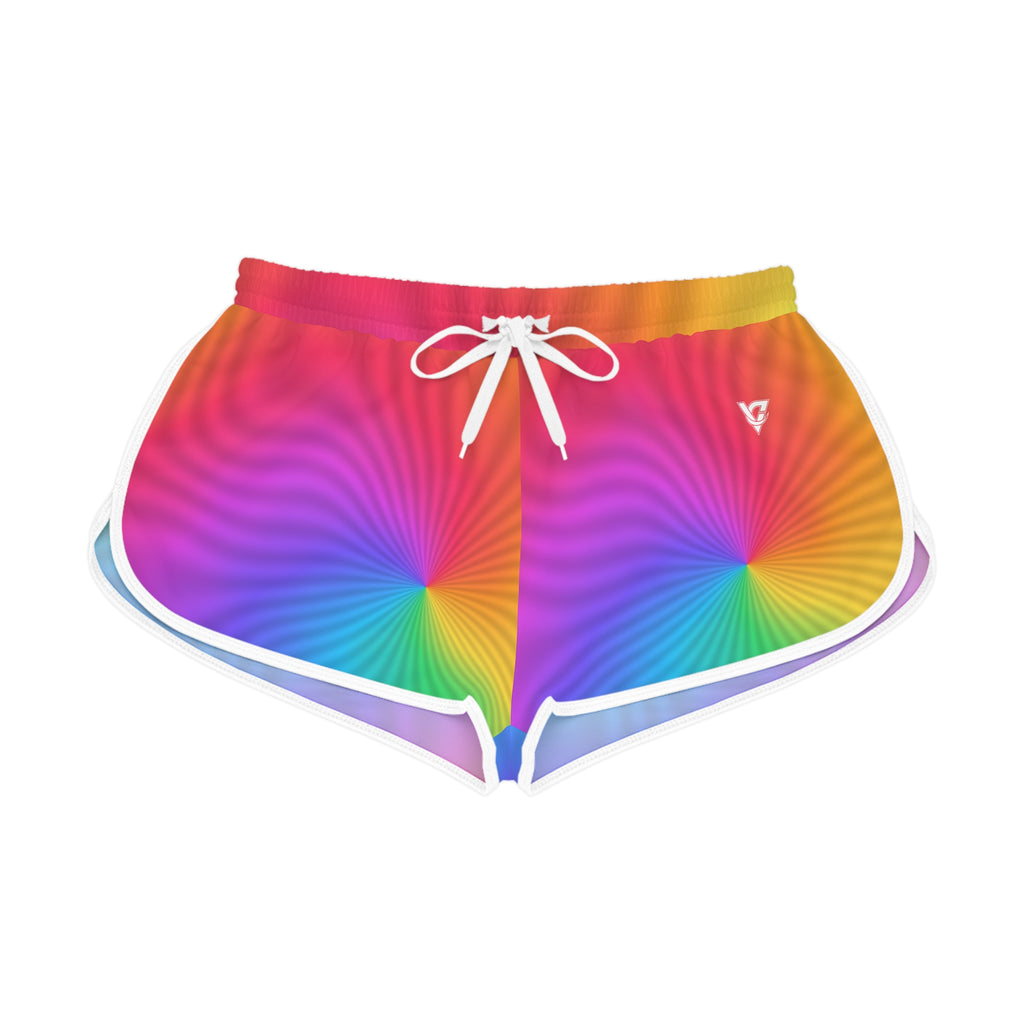 Women's Rainbow Tie-Dye Relaxed Shorts – Colorful All-Over Print Running & Workout Shorts