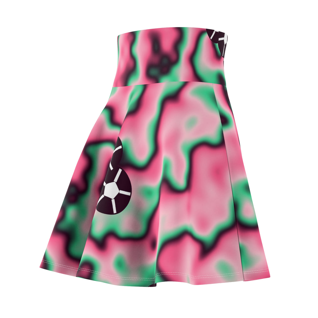 Soccer Flamingo Fizz Tie-Dye Spin Women's Athletic Skater Skirt