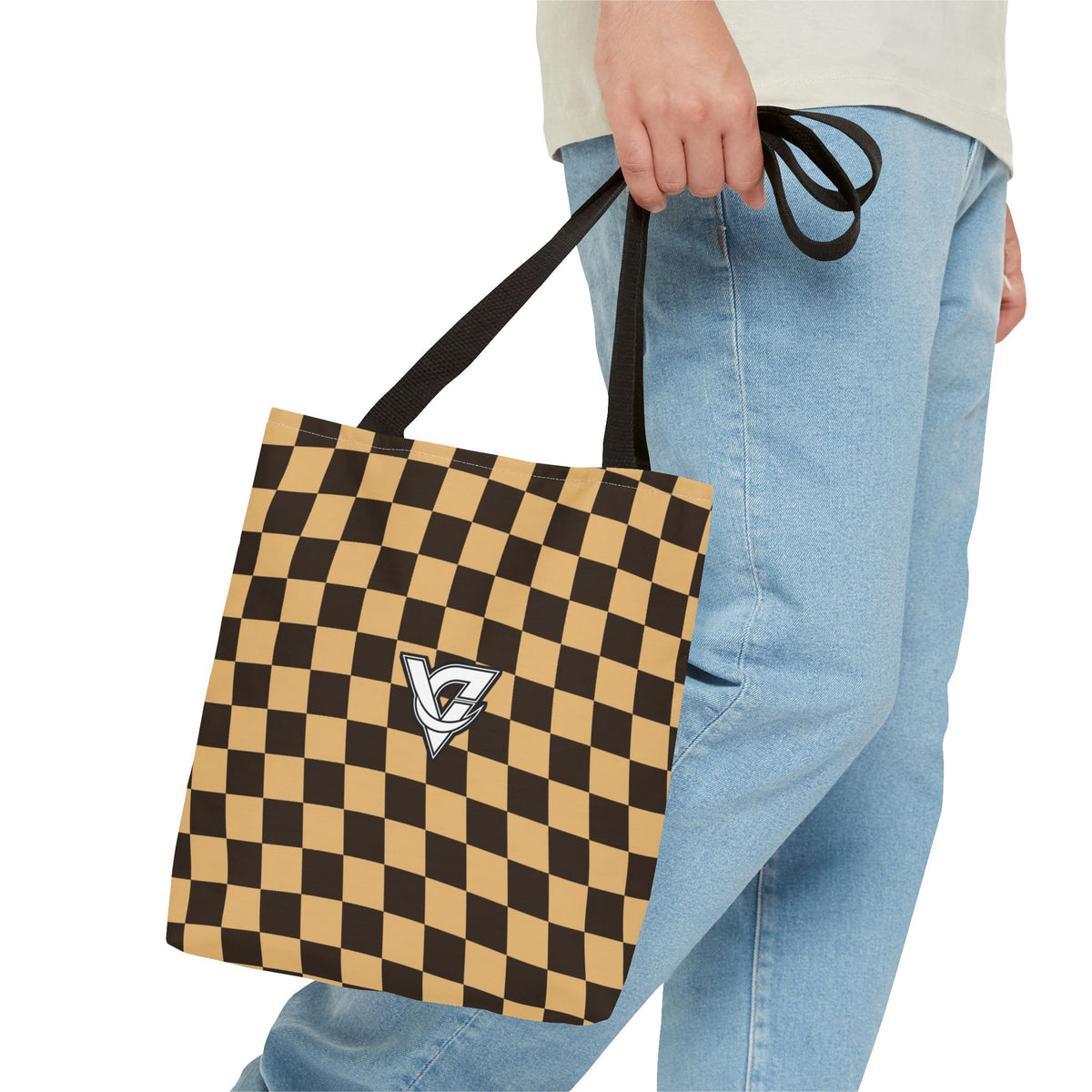 Desert Warp Check Tote Bag — All-Over Print Gym & Everyday Tote