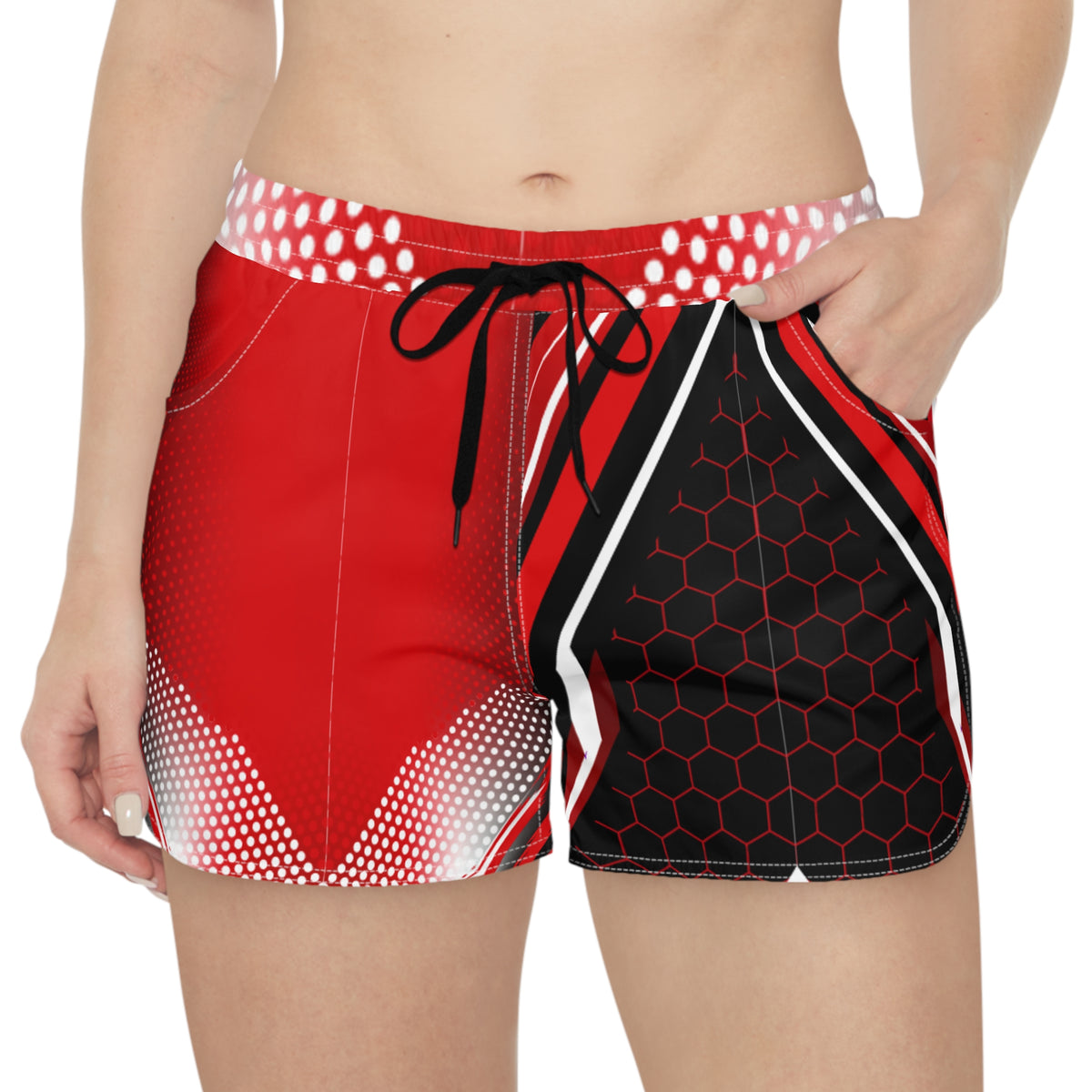 Women's Multipurpose Athletic Shorts with Pockets | Red & Black Crimson Streak