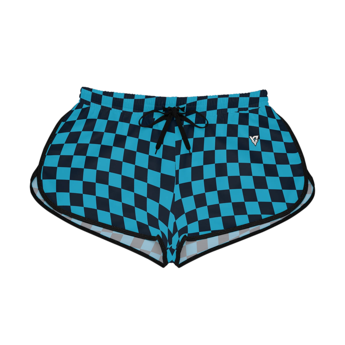Women's Ocean Warp Check Relaxed Shorts — All-Over Print Running & Workout Shorts
