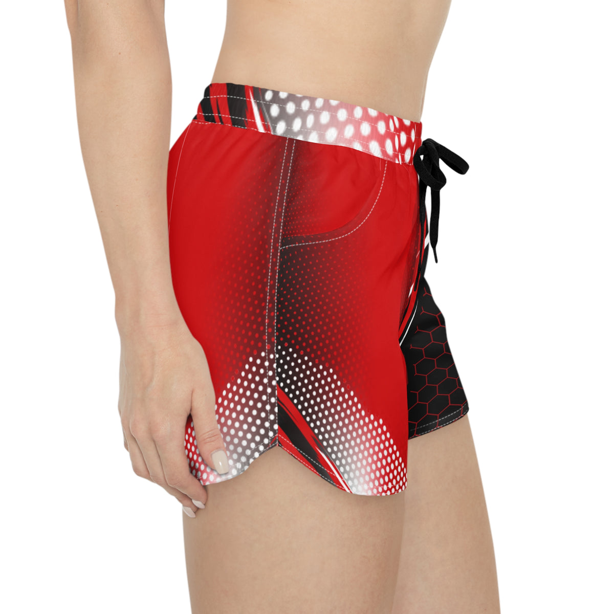 Women's Multipurpose Athletic Shorts with Pockets | Red & Black Crimson Streak