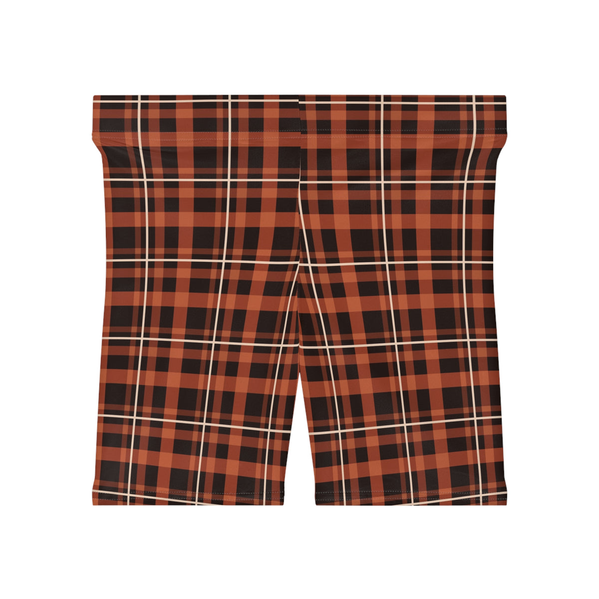 Terracotta Flannel Women's Biker Shorts — High-Waist Workout Shorts
