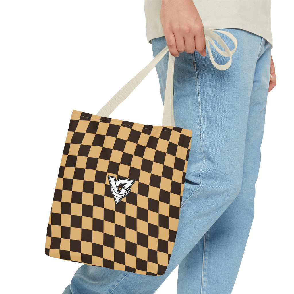 Desert Warp Check Tote Bag — All-Over Print Gym & Everyday Tote