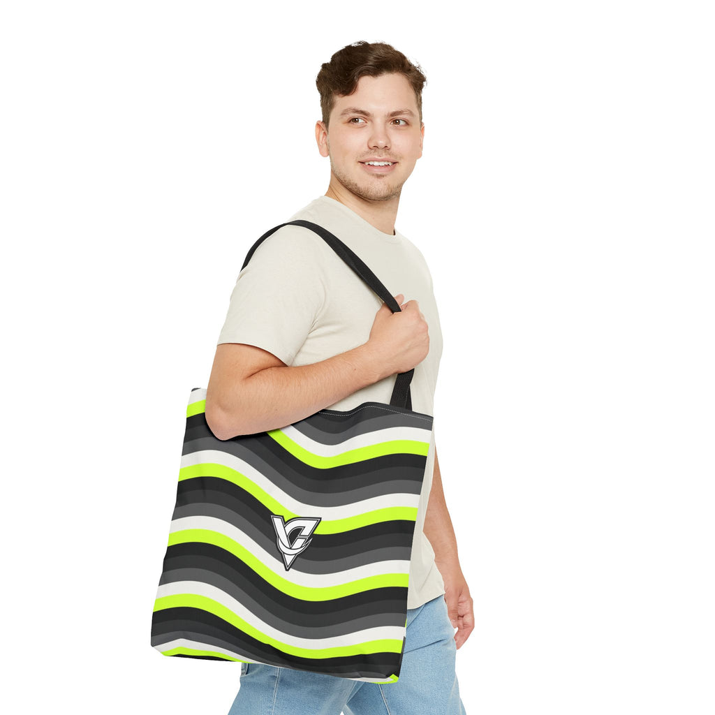 Graphite Wave Tote Bag — All-Over Print Gym & Everyday Tote