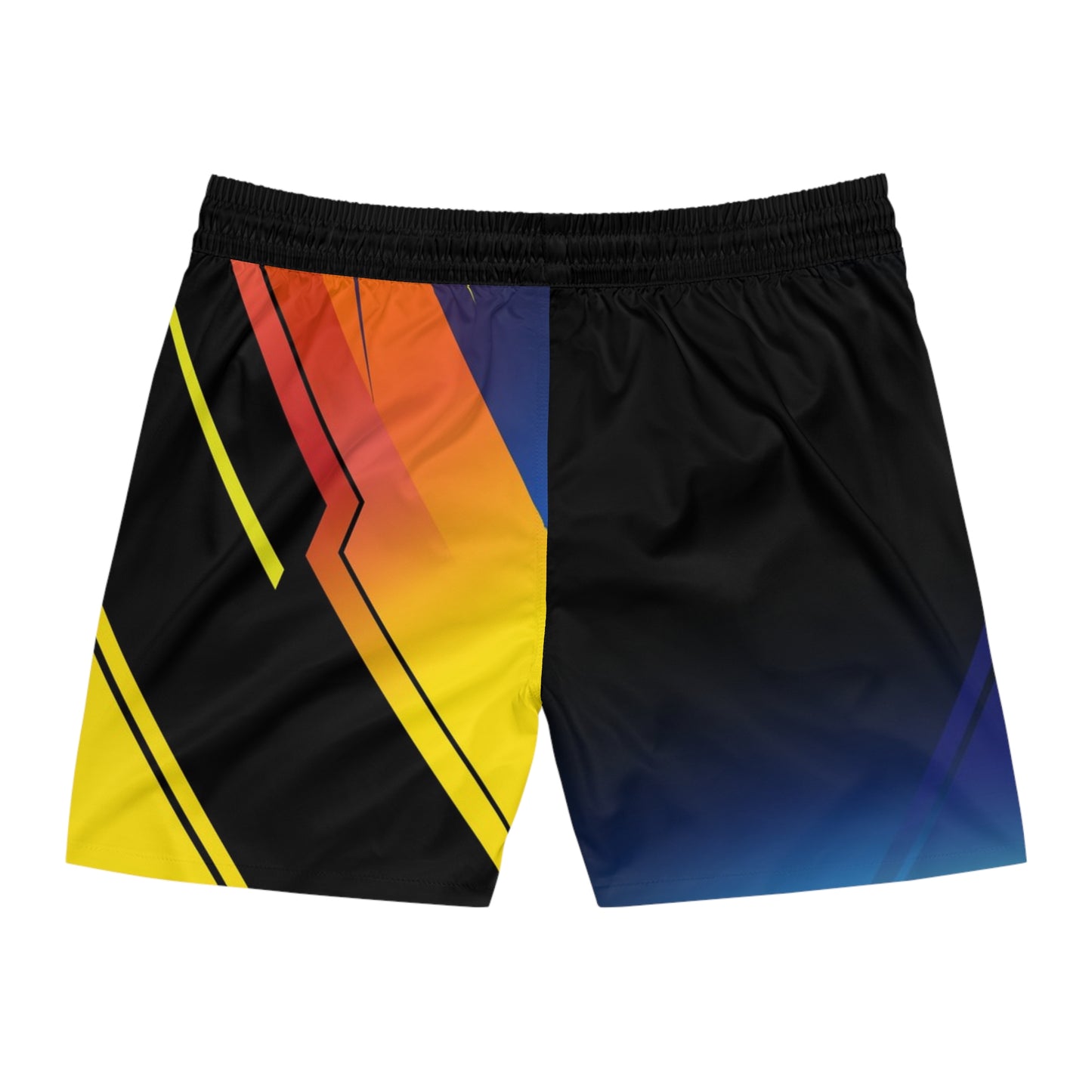 Men's Athletic Board Shorts Retro Gradient Lightning Graphic — No Pockets