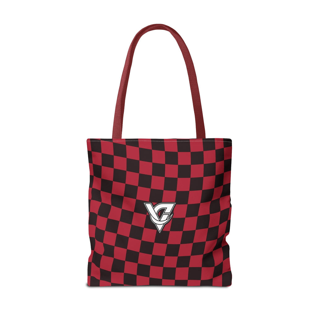 Spiced Wine Warp Check Tote Bag — All-Over Print Gym & Everyday Tote