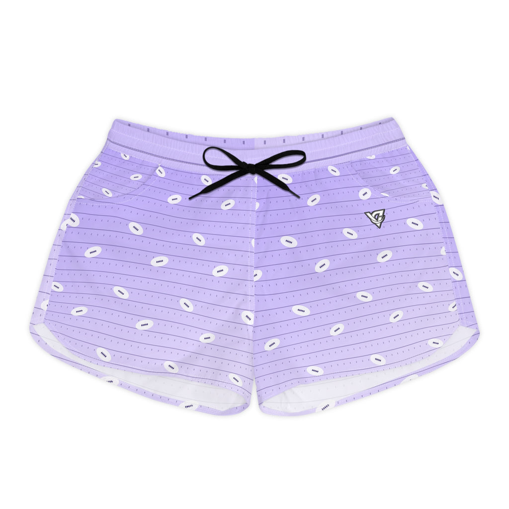 Football Lavender Mist Gridiron Women's Athletic Shorts with Pockets