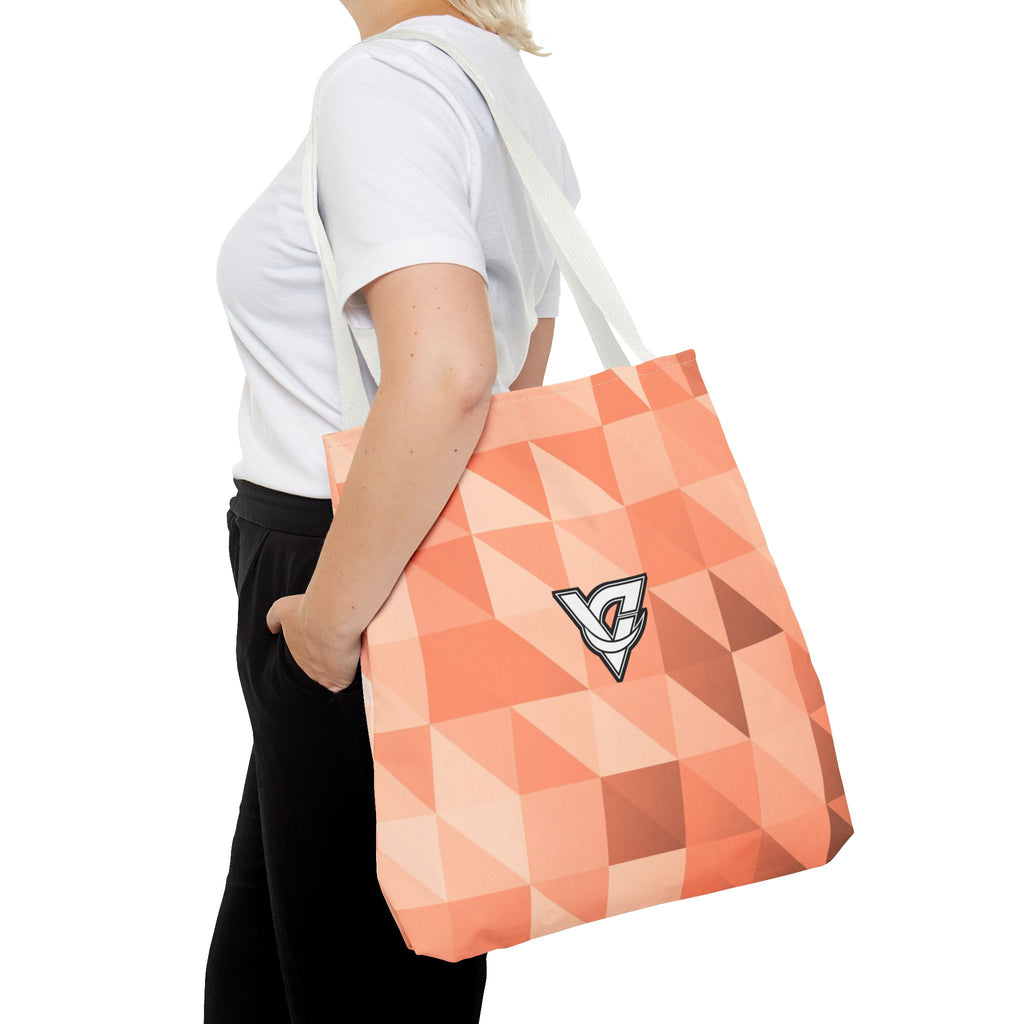 Peach Low-Poly Tote Bag — All-Over Print Gym & Everyday Tote