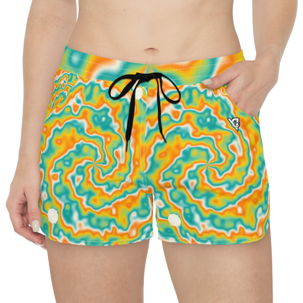 Basketball Citrus Pop Tie-Dye Spin Women's Athletic Shorts with Pockets
