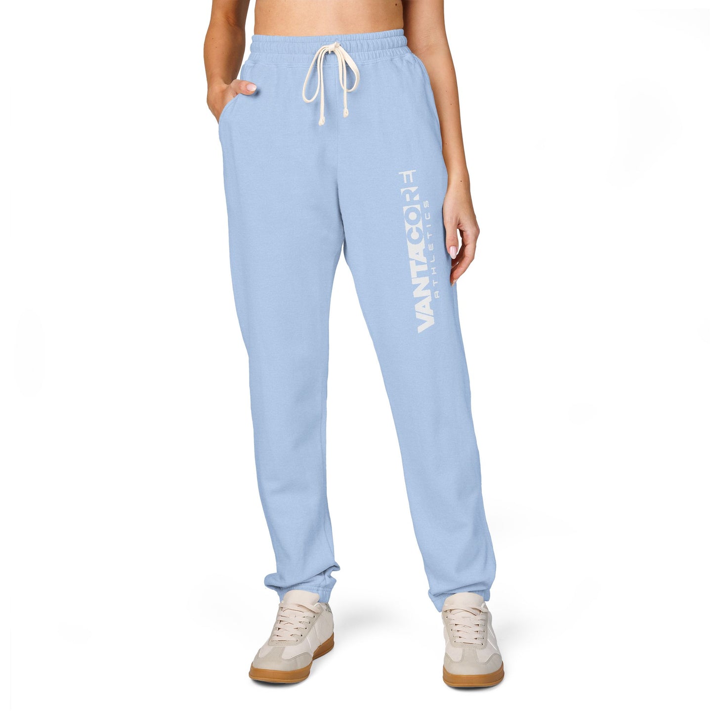 Vertical 'VANTOCOL?' Graphic Sweatpants — Garment-Dyed Fleece Joggers