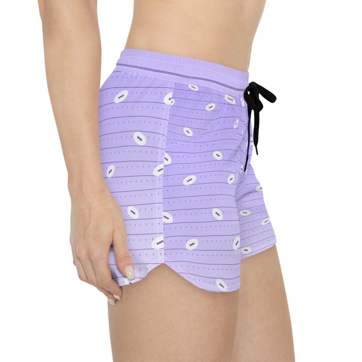 Football Lavender Mist Gridiron Women's Athletic Shorts with Pockets