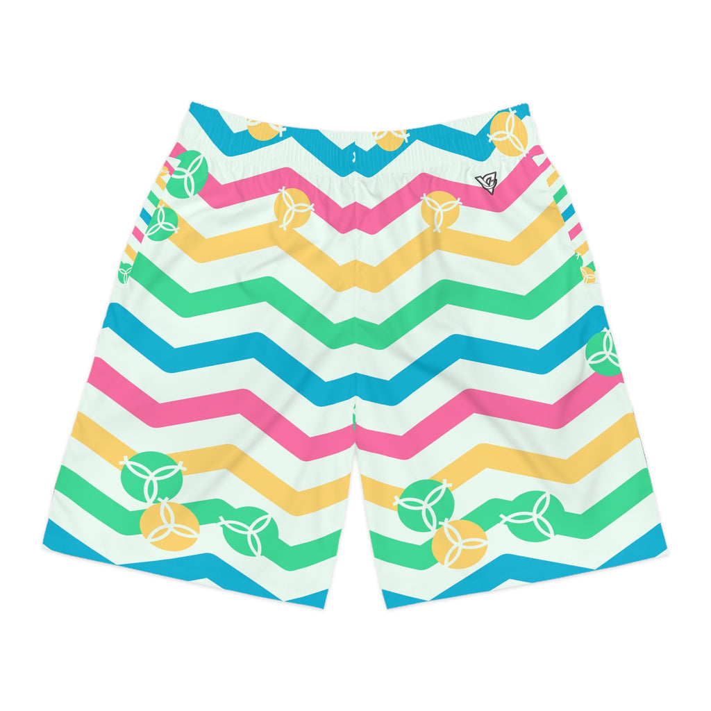 Volleyball Mint Sorbet Chevron Rush Men's Athletic Shorts with Pockets