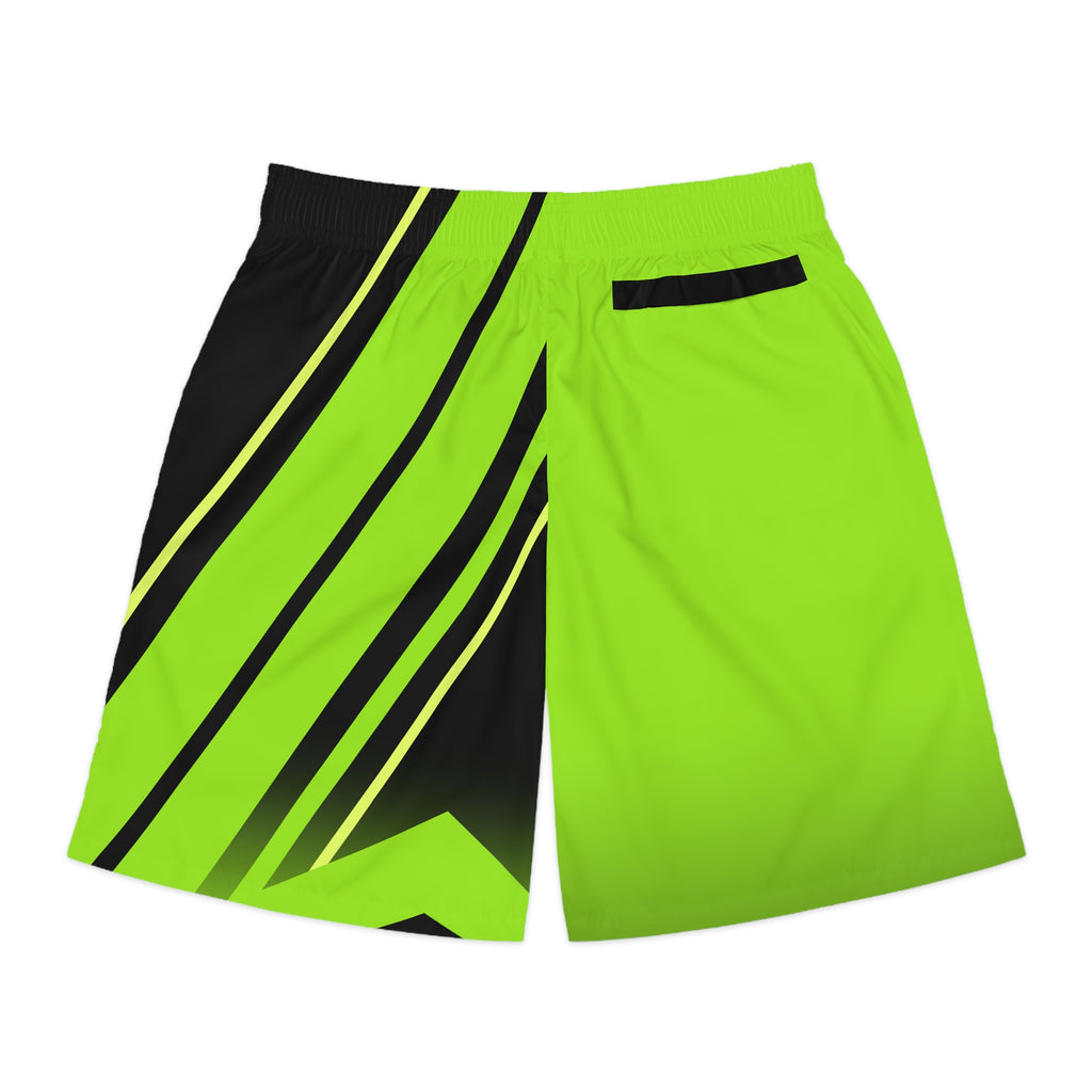 Men's Volt Green & Black Running Jogger Shorts with Pockets — Athletic Performance AOP