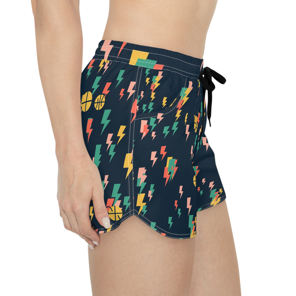 Basketball Coral Reef Bolt Strike Women's Athletic Shorts with Pockets