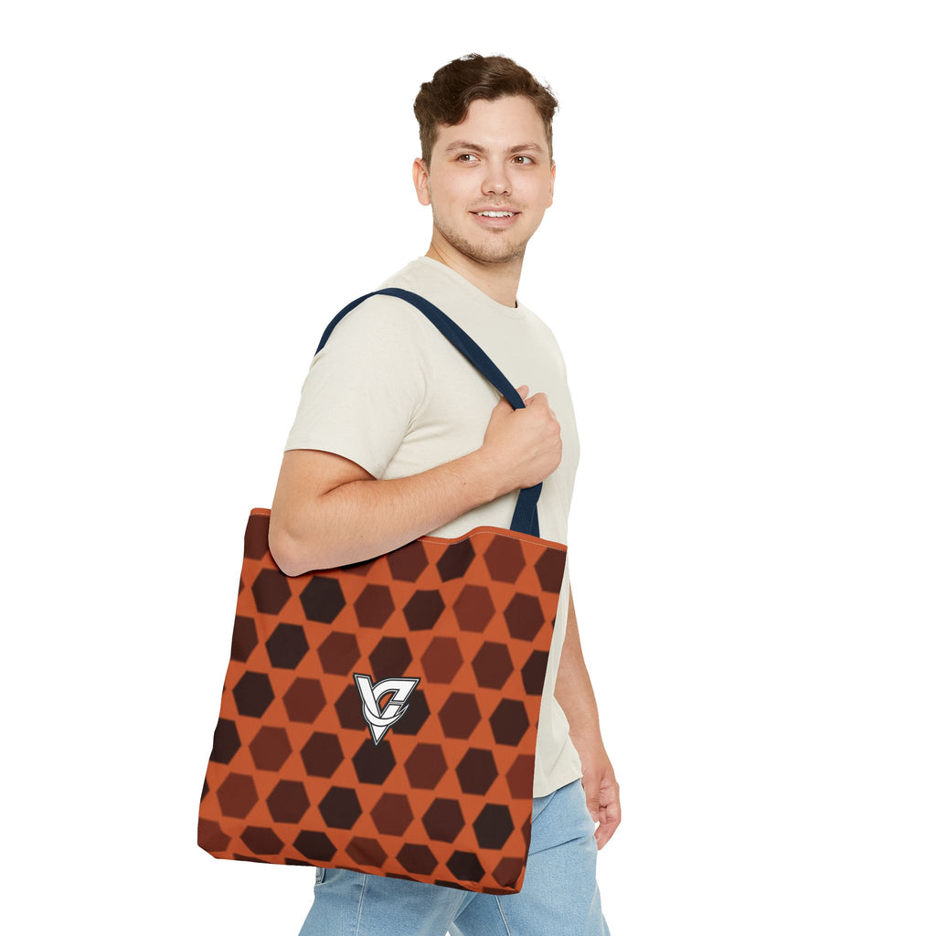 Auburn Hex Grid Tote Bag — All-Over Print Gym & Everyday Tote