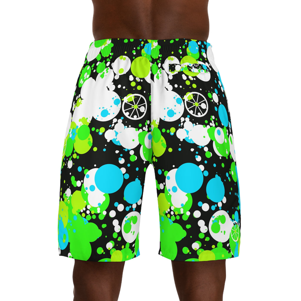 Cycling Lime Riot Splash Zone Men's Athletic Shorts with Pockets