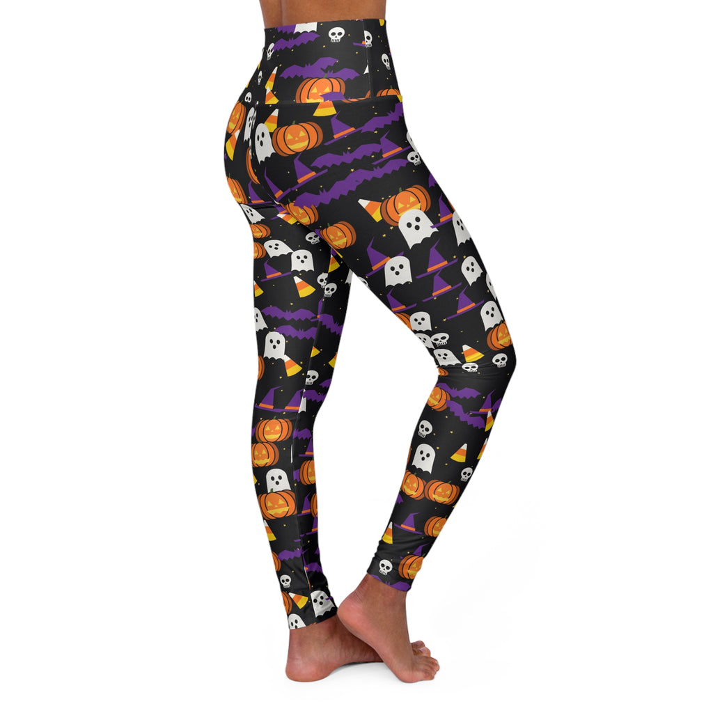 Halloween Midnight Pumpkin Spooky Mix High-Waisted Yoga Leggings