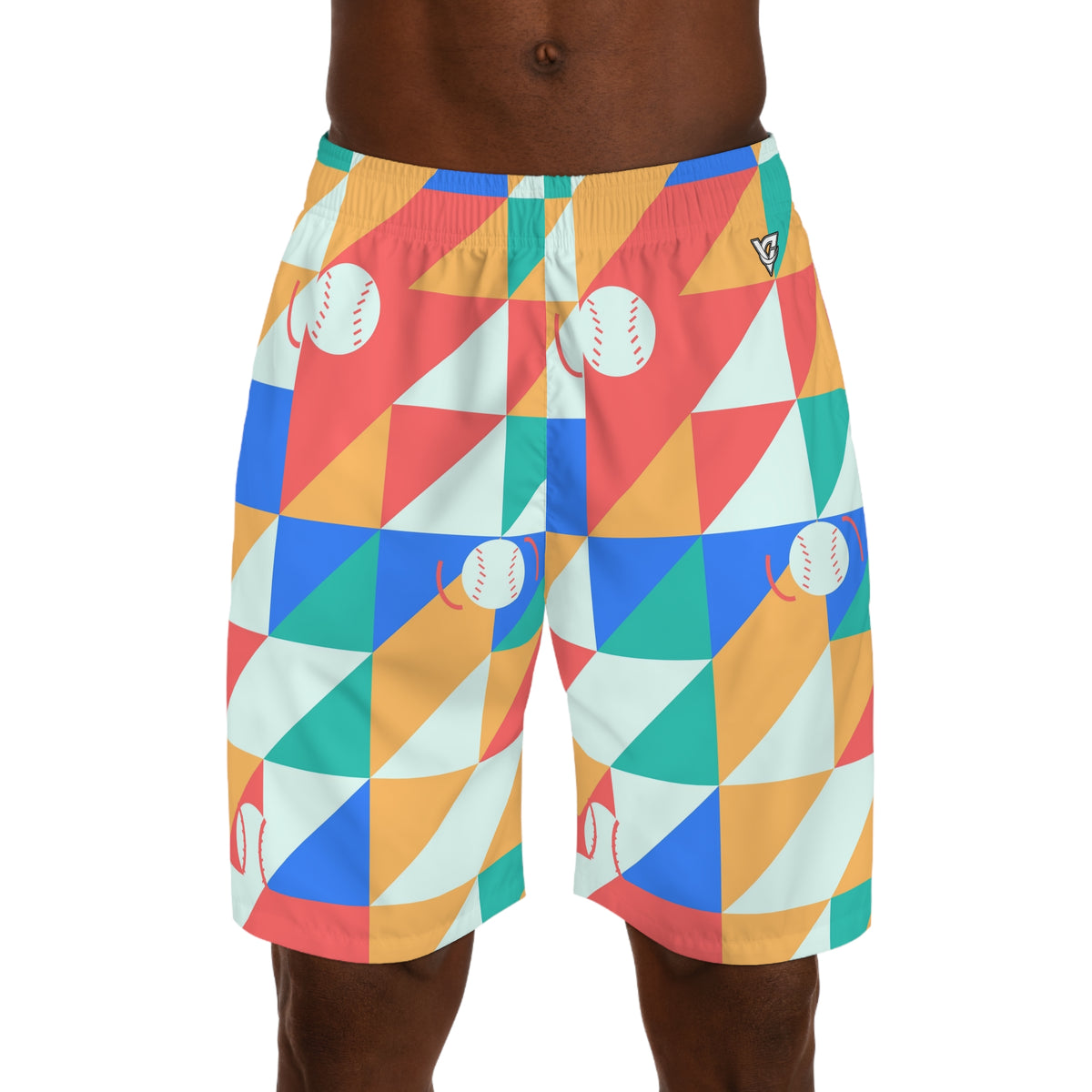 Baseball & Softball Sea Glass Prism Block Men's Athletic Shorts with Pockets
