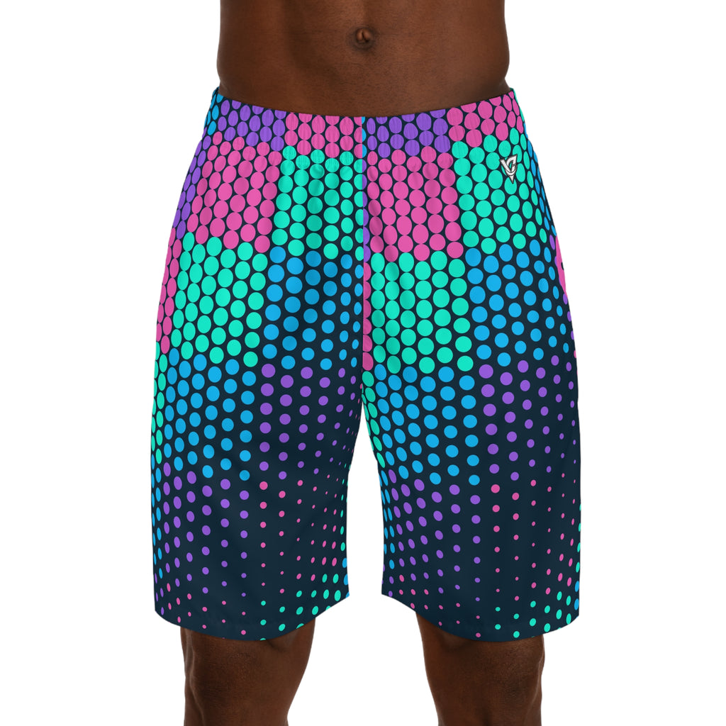 Pickleball Neon Lagoon Halftone Pulse Men's Athletic Shorts with Pockets
