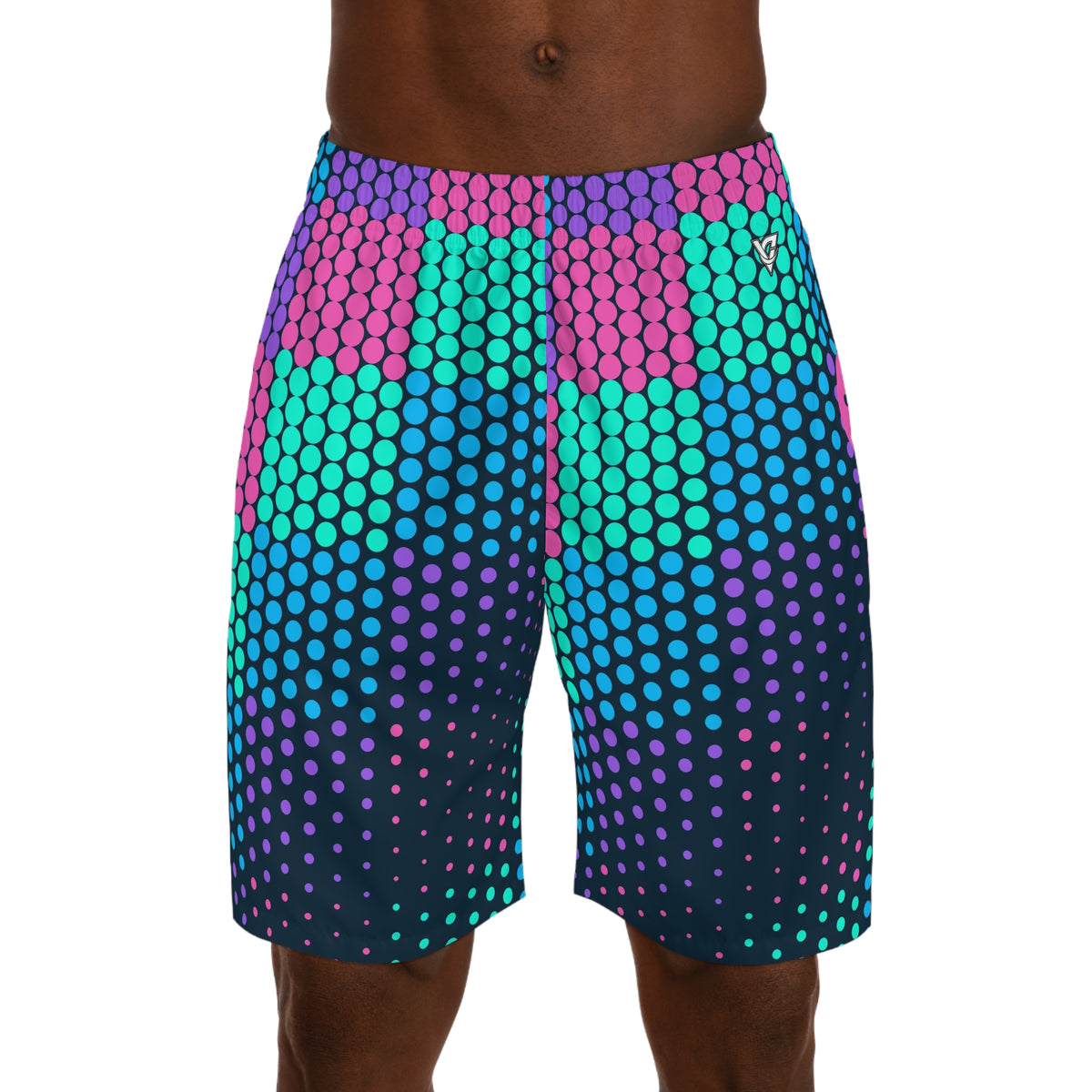 Pickleball Neon Lagoon Halftone Pulse Men's Athletic Shorts with Pockets