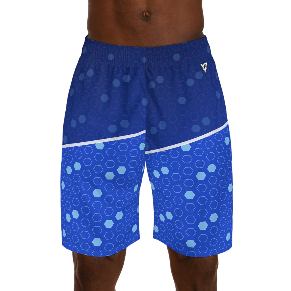 Soccer Royal Ice Hex Pitch Men's Athletic Shorts with Pockets