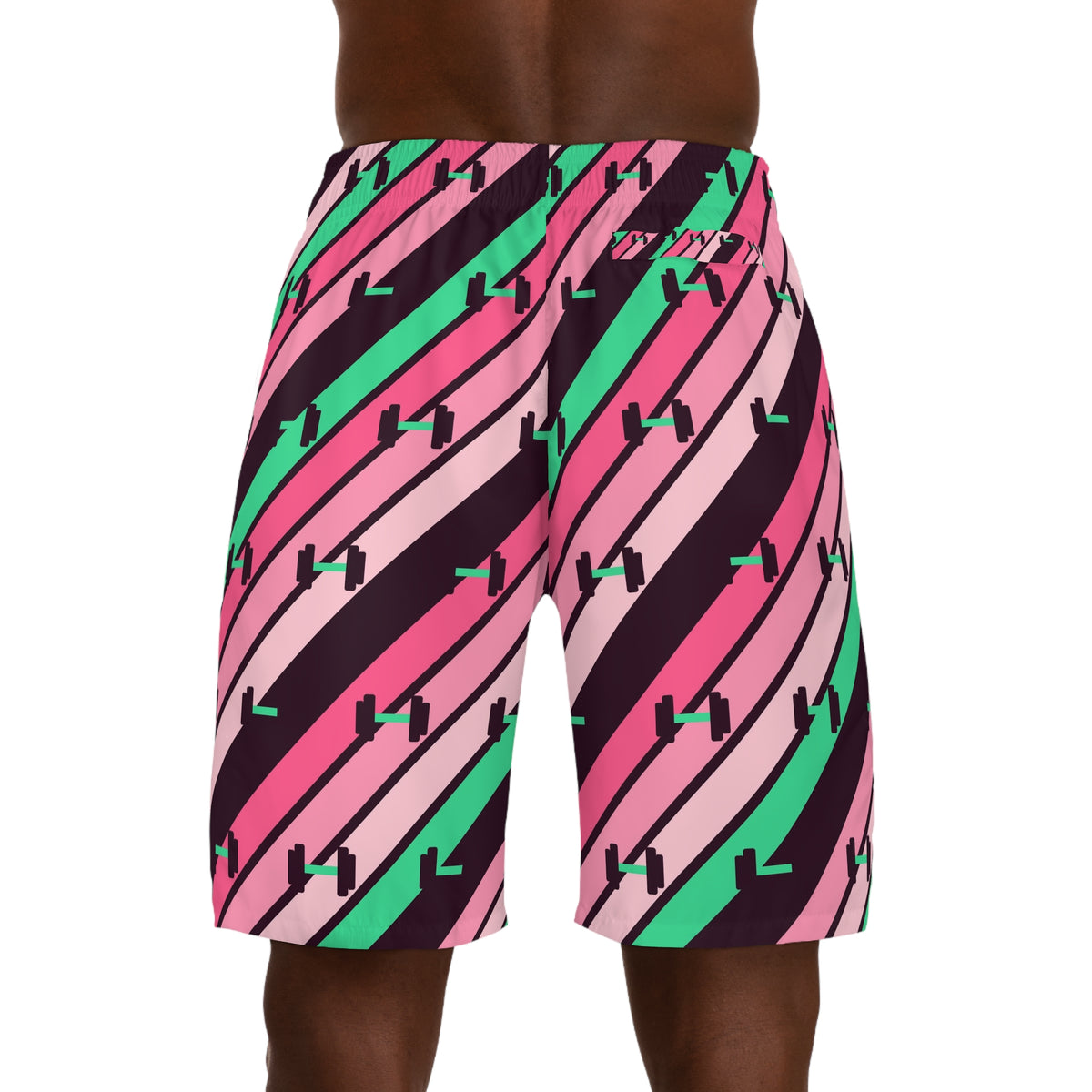 Training & Gym Flamingo Fizz Stripe Surge Men's Athletic Shorts with Pockets
