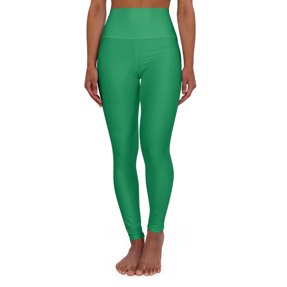 Emerald Green Essential High-Waisted Yoga Leggings (AOP)