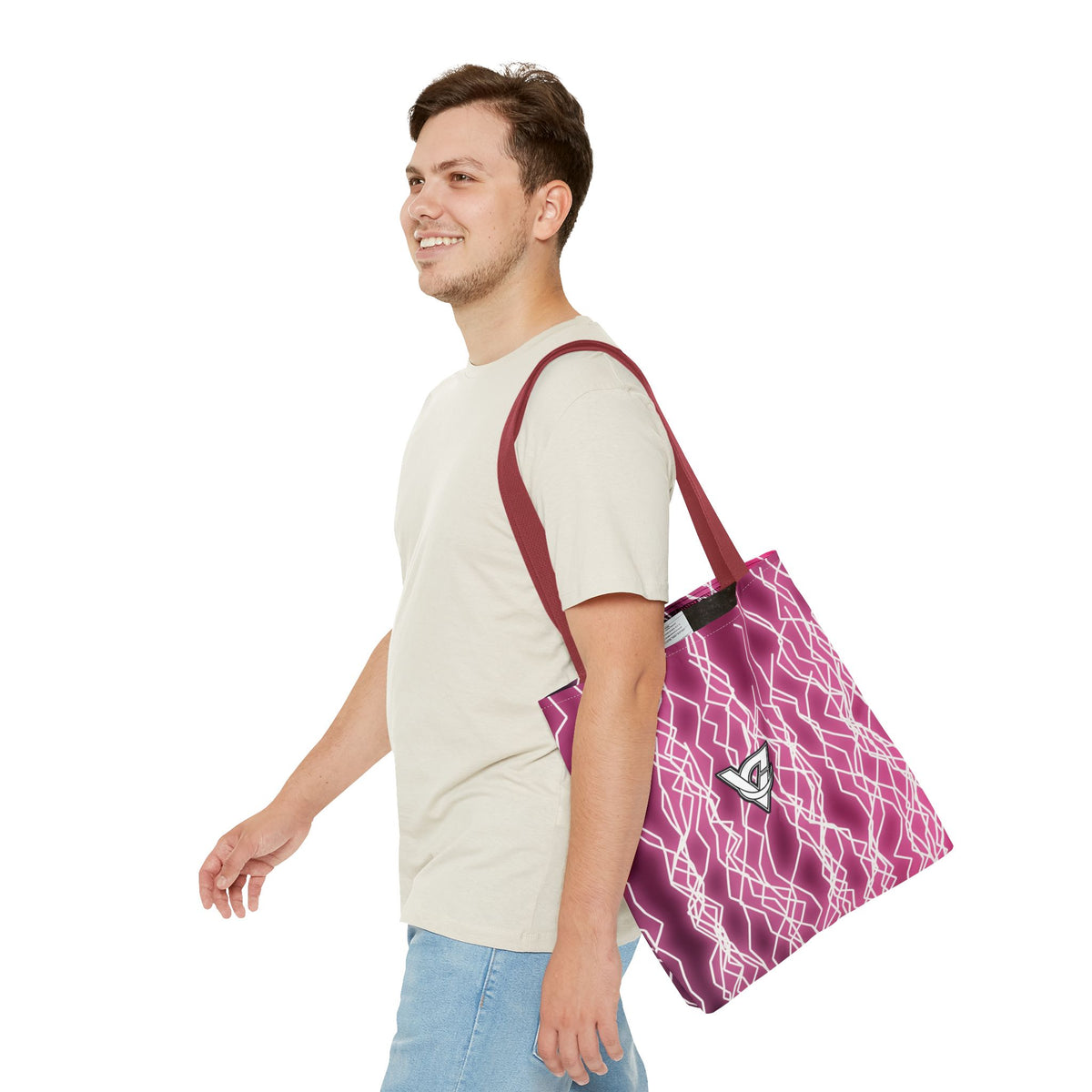 Hot Pink Lightning Tote Bag — All-Over Print Gym & Everyday Tote