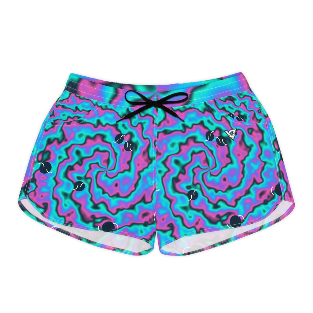 Tennis Neon Lagoon Tie-Dye Spin Women's Athletic Shorts with Pockets