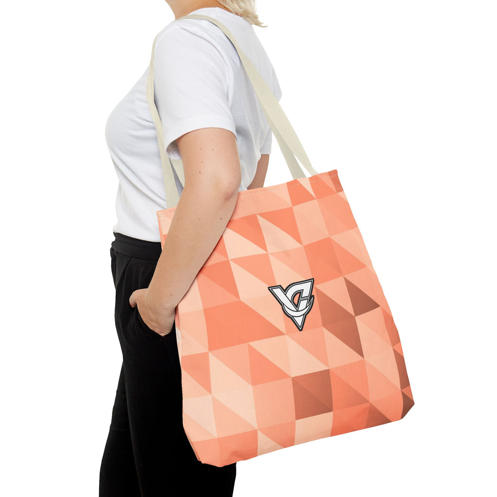 Peach Low-Poly Tote Bag — All-Over Print Gym & Everyday Tote