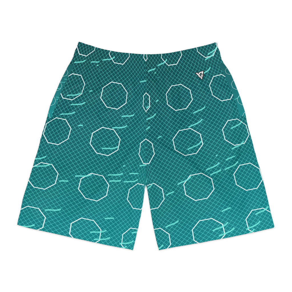 Combat Sports Teal Wave Cage Mesh Men's Athletic Shorts with Pockets