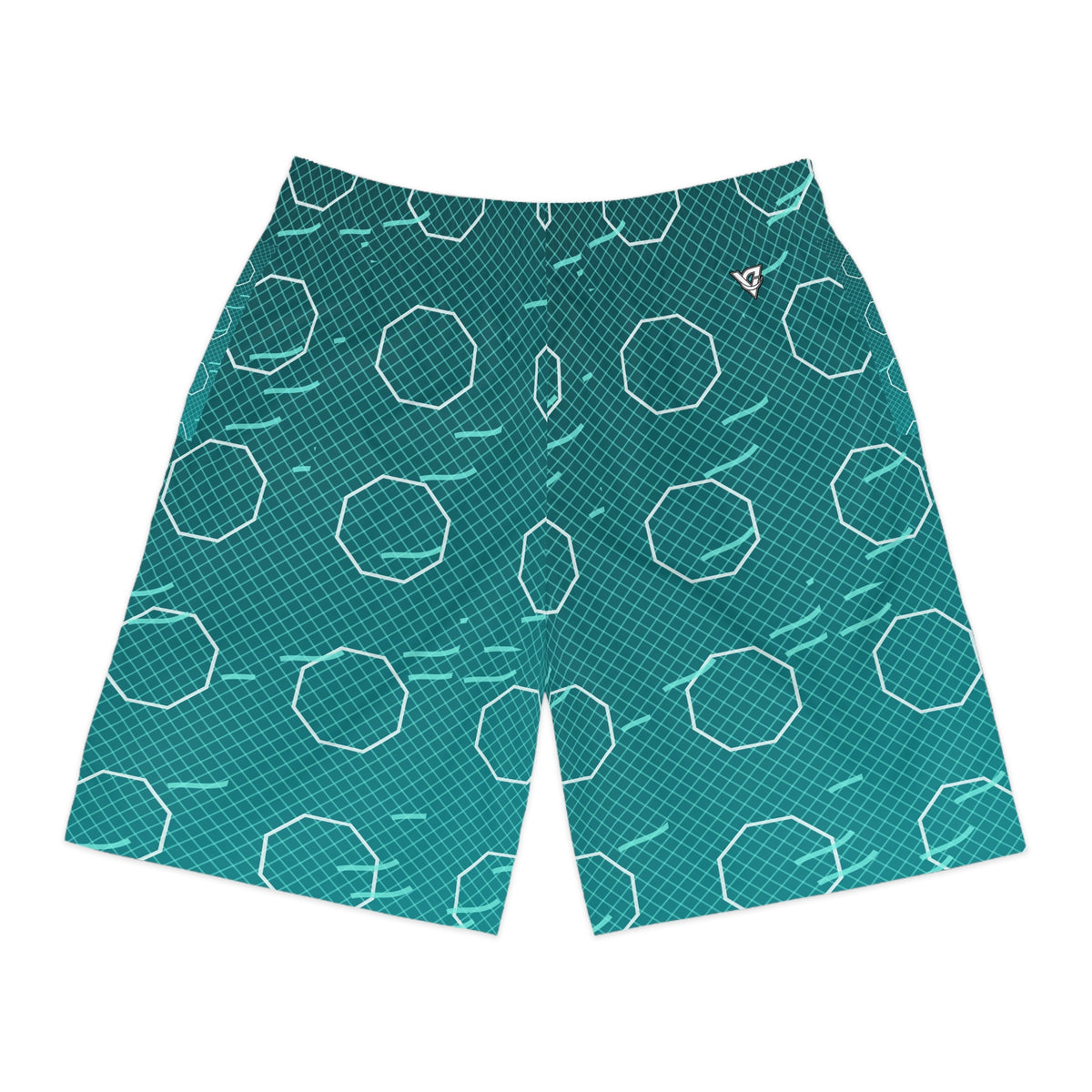Combat Sports Teal Wave Cage Mesh Men's Athletic Shorts with Pockets