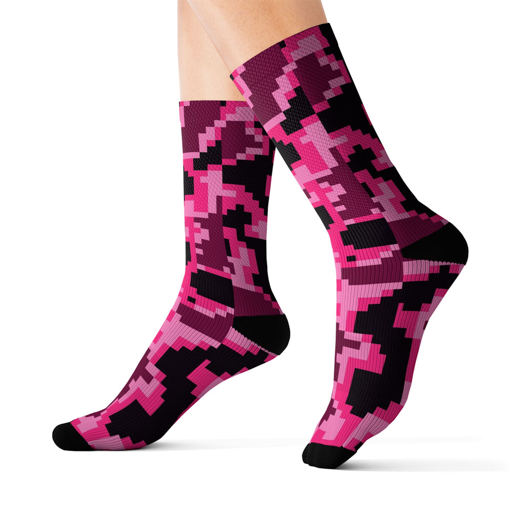 Hot Pink Digital Camo Athletic Crew Socks