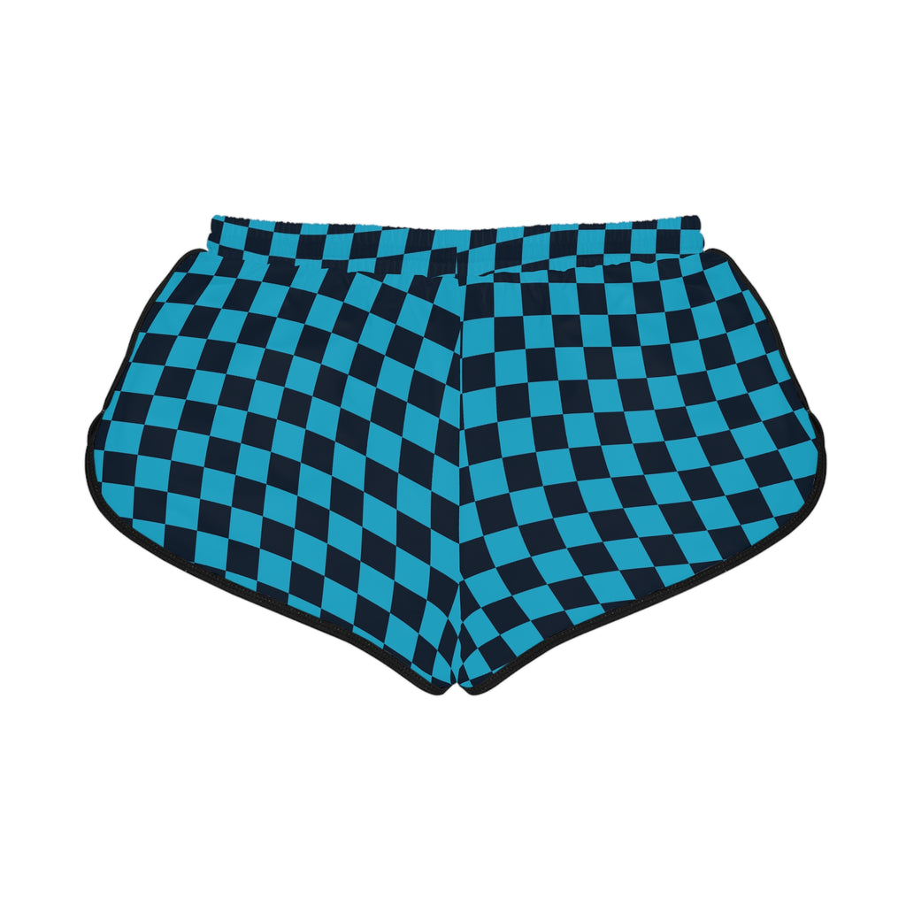 Women's Ocean Warp Check Relaxed Shorts — All-Over Print Running & Workout Shorts