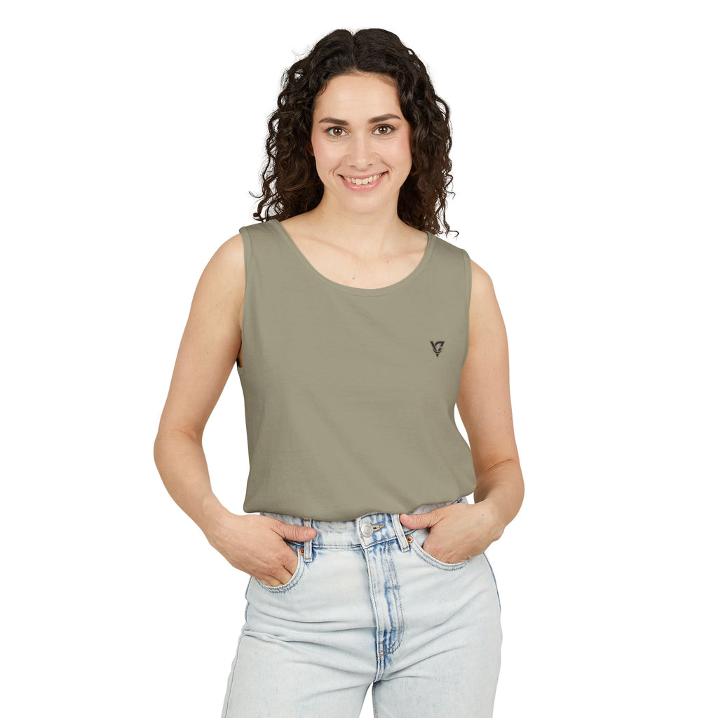 Minimal Geometric Triangle Logo Tank Top | Chest Emblem