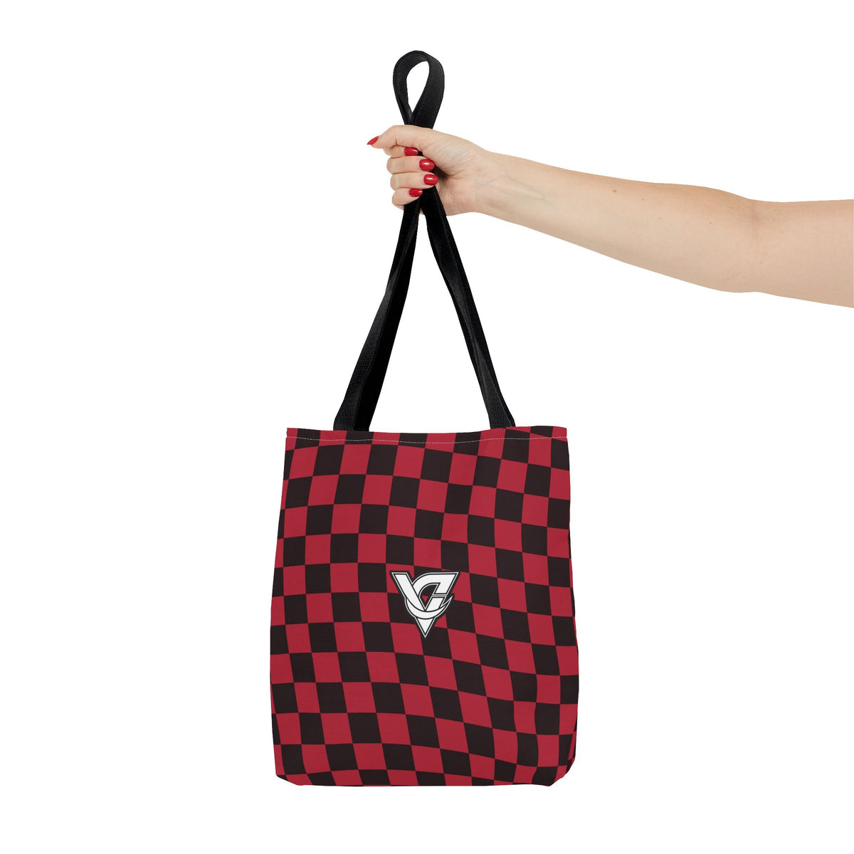 Spiced Wine Warp Check Tote Bag — All-Over Print Gym & Everyday Tote