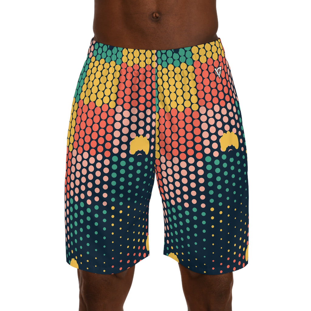 Yoga Coral Reef Halftone Pulse Men's Athletic Shorts with Pockets