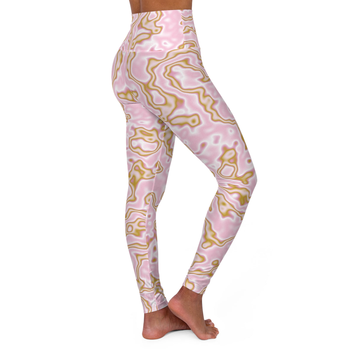 Rose Quartz Marble High-Waisted Yoga Leggings (AOP)