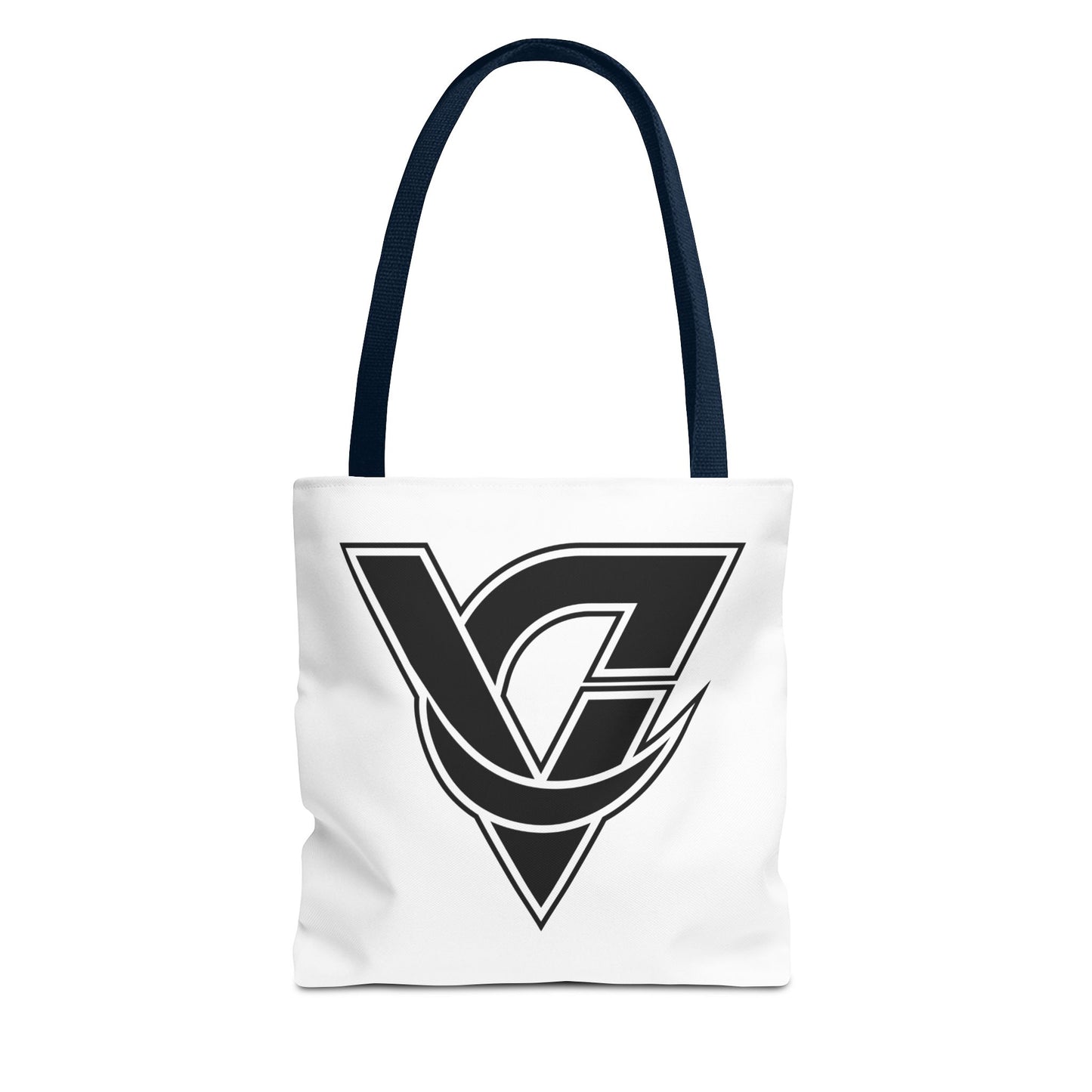 Monogram V Triangle Tote Bag – Bold Black Logo All-Over Print