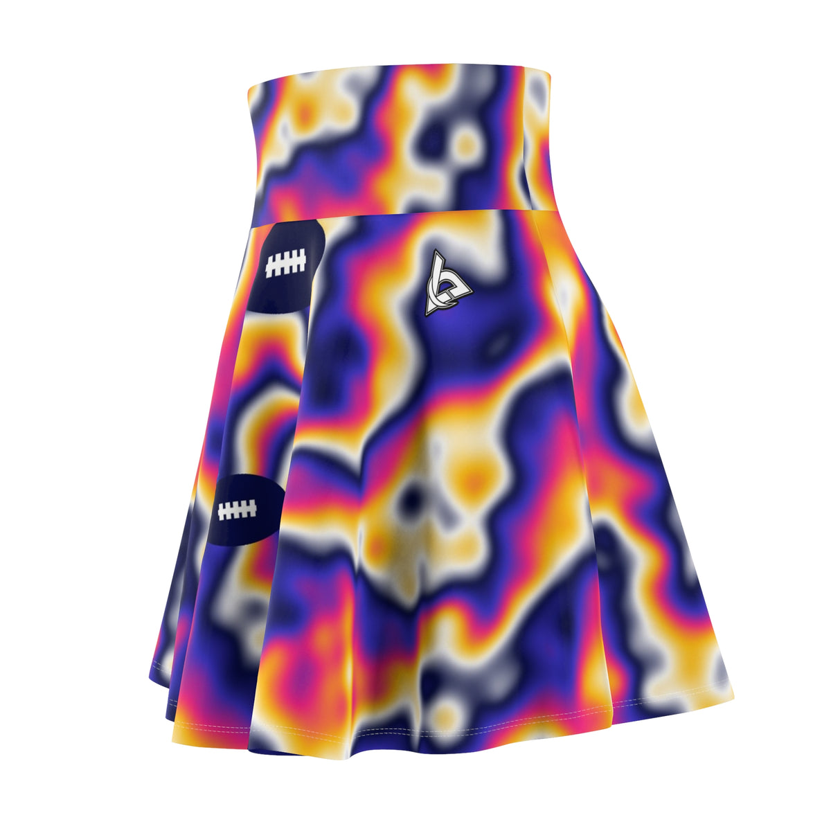 Football Royal Flame Tie-Dye Spin Women's Athletic Skater Skirt
