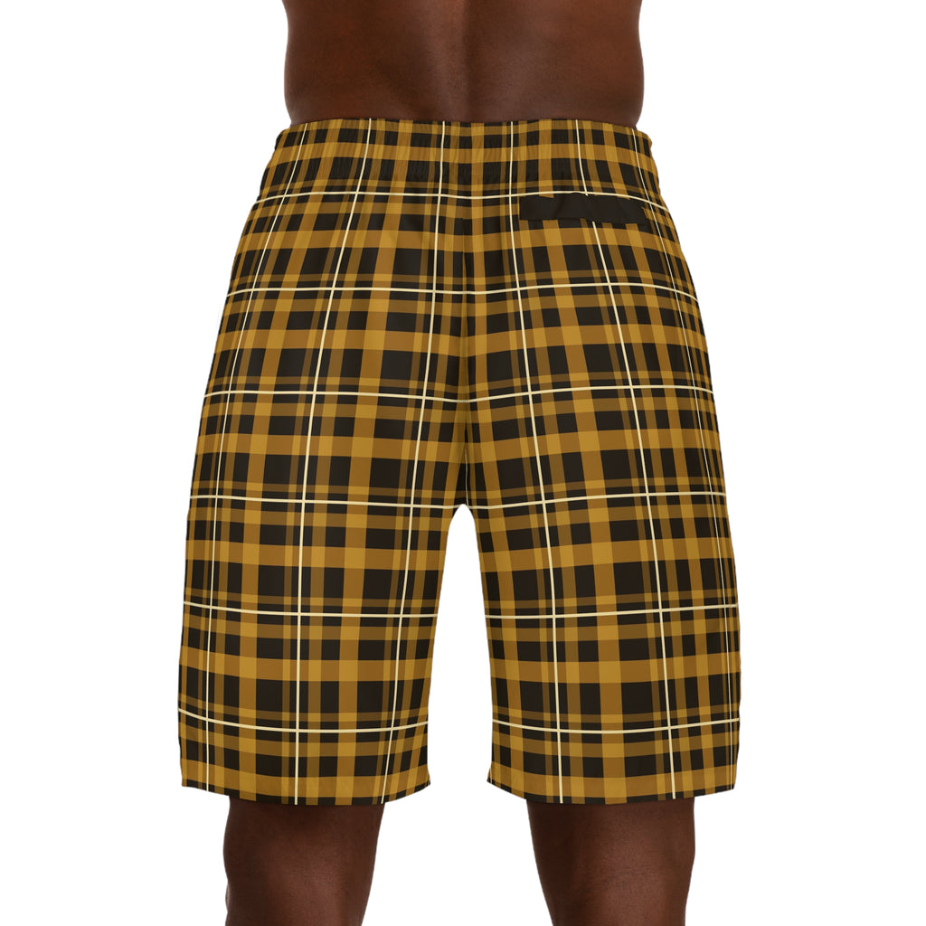 Men's Harvest Gold Flannel Performance Jogger Athletic Shorts with Pockets