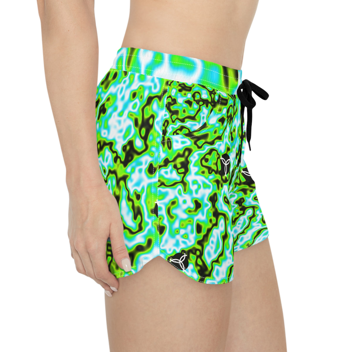 Volleyball Lime Riot Marble Flow Women's Athletic Shorts with Pockets