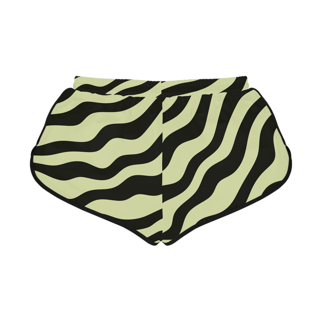 Women's Olive Zebra Relaxed Shorts — All-Over Print Running & Workout Shorts