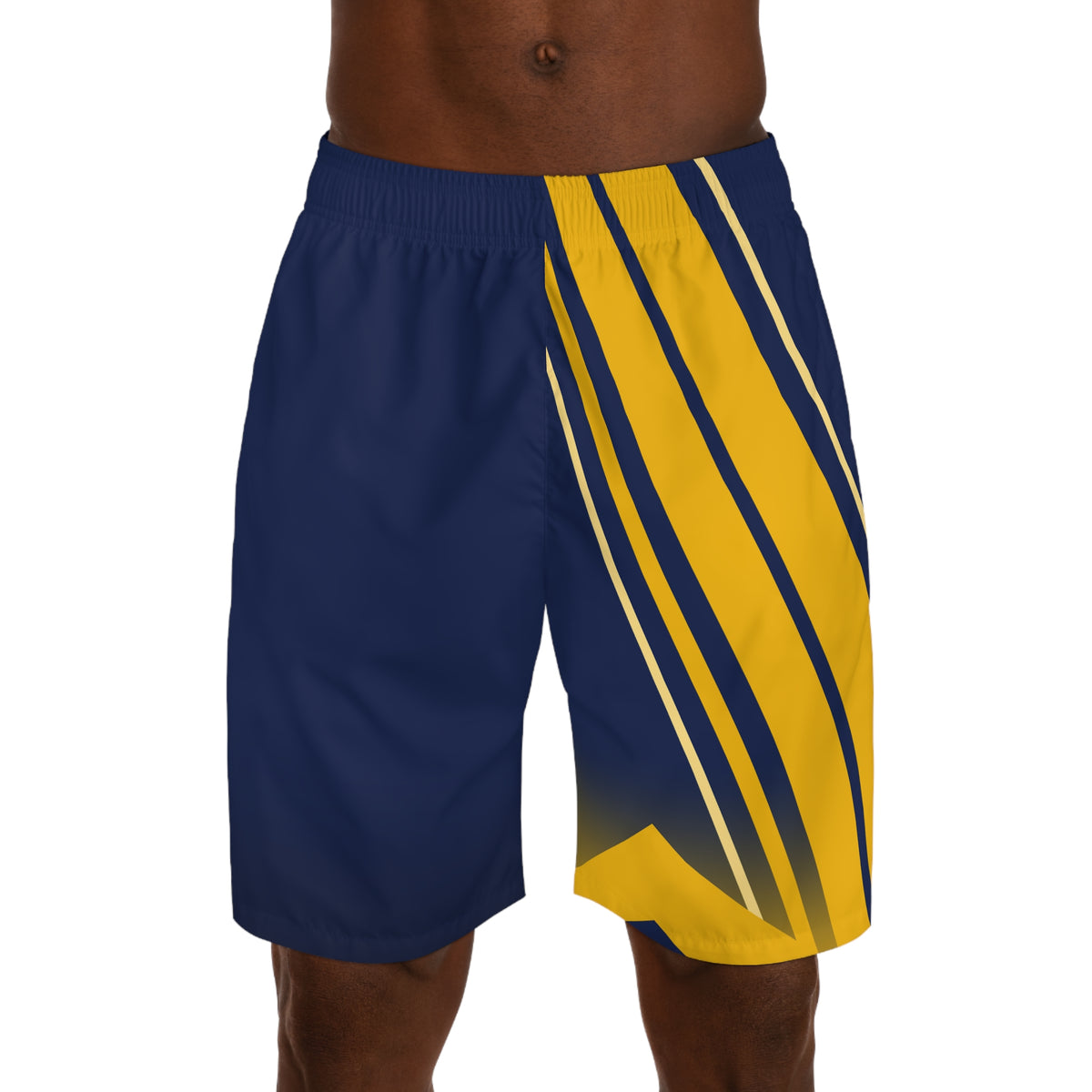 Men's Navy & Gold Running Jogger Shorts with Pockets — Athletic Performance AOP