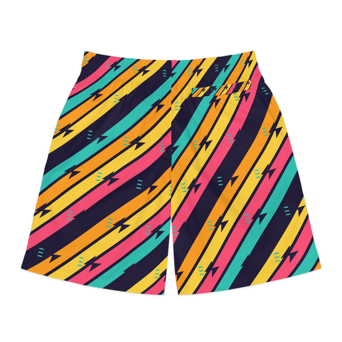 Running Electric Mango Stripe Surge Men's Athletic Shorts with Pockets